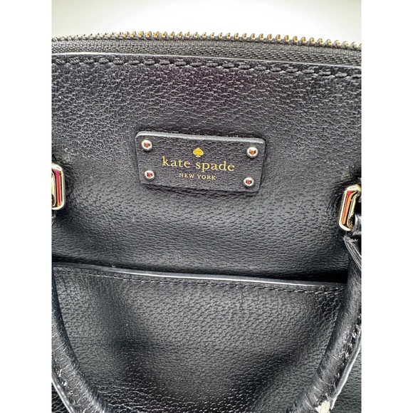 Kate Spade New‎ York Black Leather Dome Satchel Crossbody Bag Purse Handbag - Picture 3 of 7